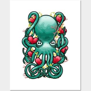 Octupus and Hearts Posters and Art